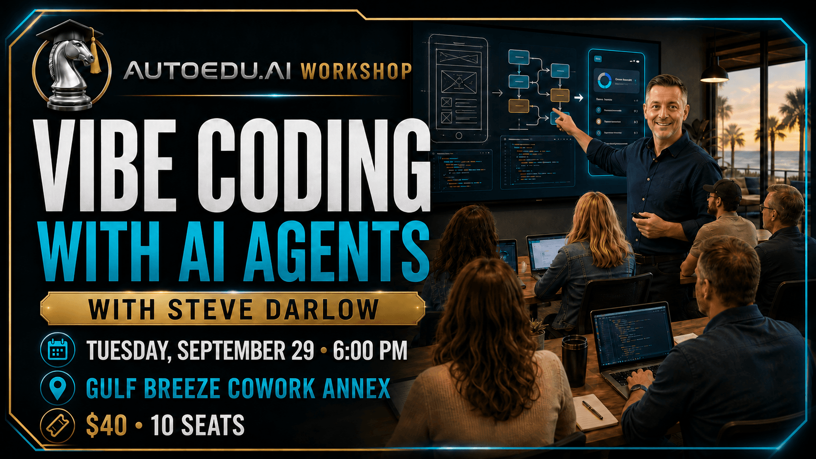Vibe Coding with AI Agents workshop artwork for Tuesday, September 29