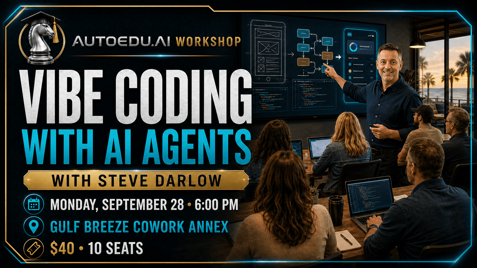 Vibe Coding with AI Agents workshop artwork for September 28